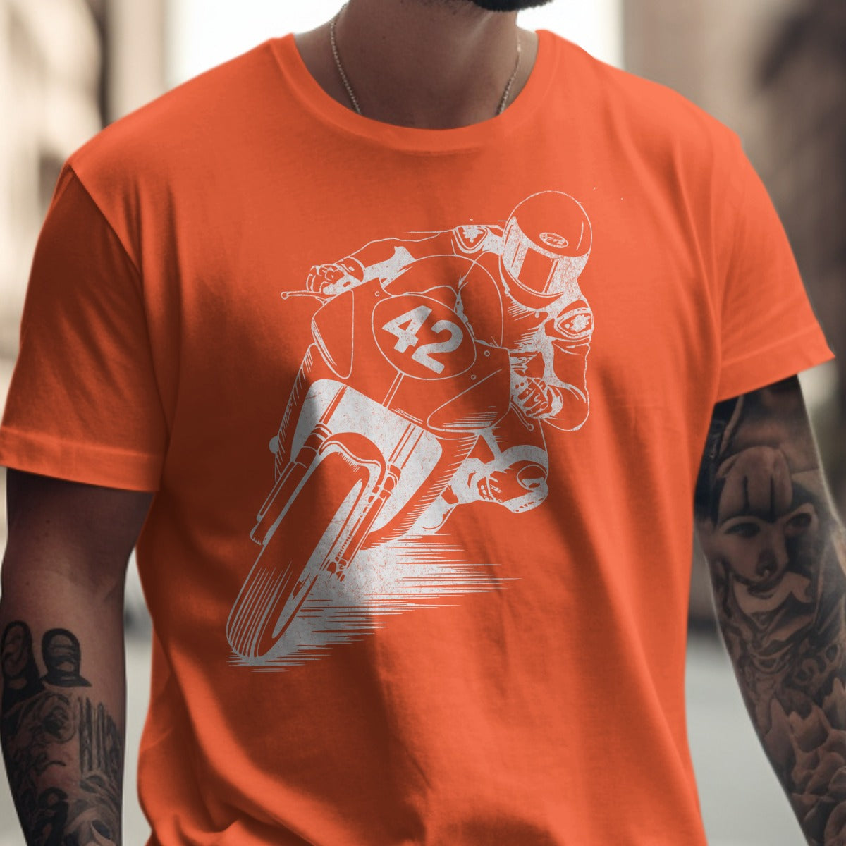 Bold Graphic Motorcycle Print Short Sleeve Shirt Product