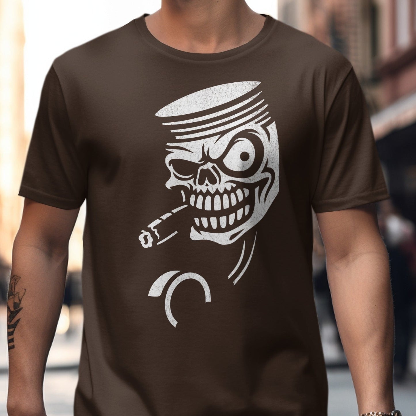 Skull Graphic Tee with Cigarette Design product type