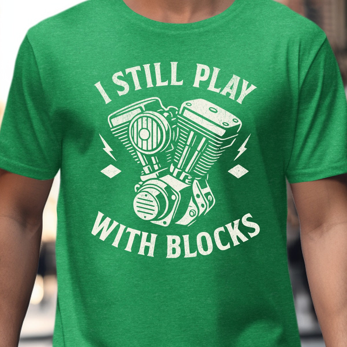 I Still Play With Blocks Graphic Green T-Shirt product