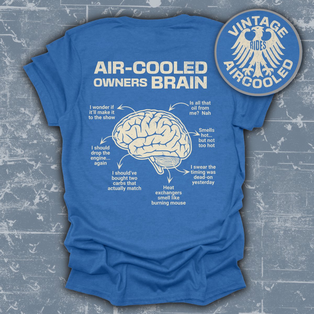 Air Cooled Owners Brain Design Funny T-Shirt Product