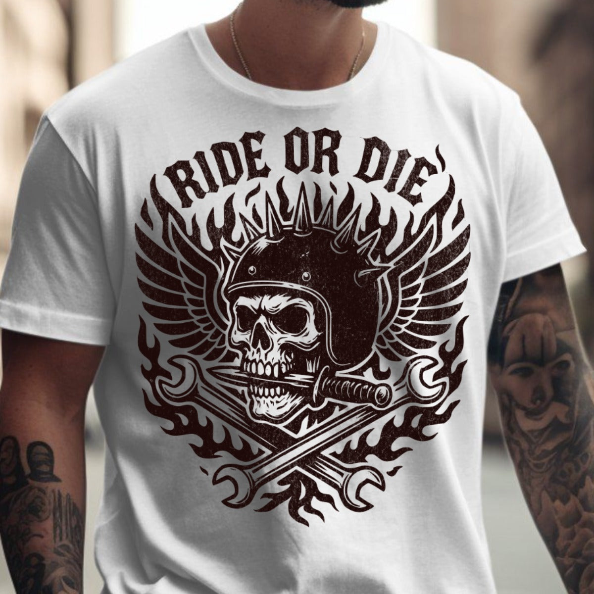 Ride or Die Skull Wings Graphic T-Shirt product