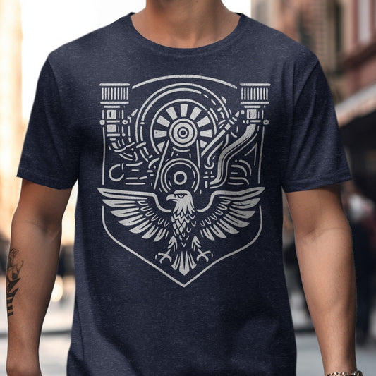 Engine and Bird Design Graphic Tee Shirt product