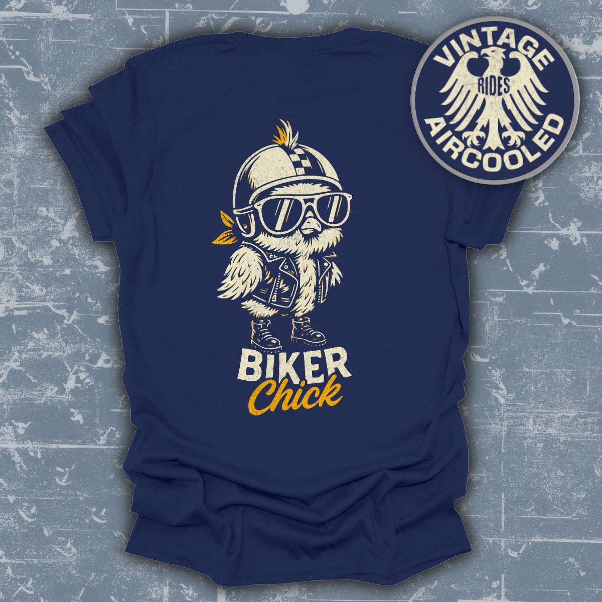 Biker Chick Graphic Tee with Vintage Rides Design product type