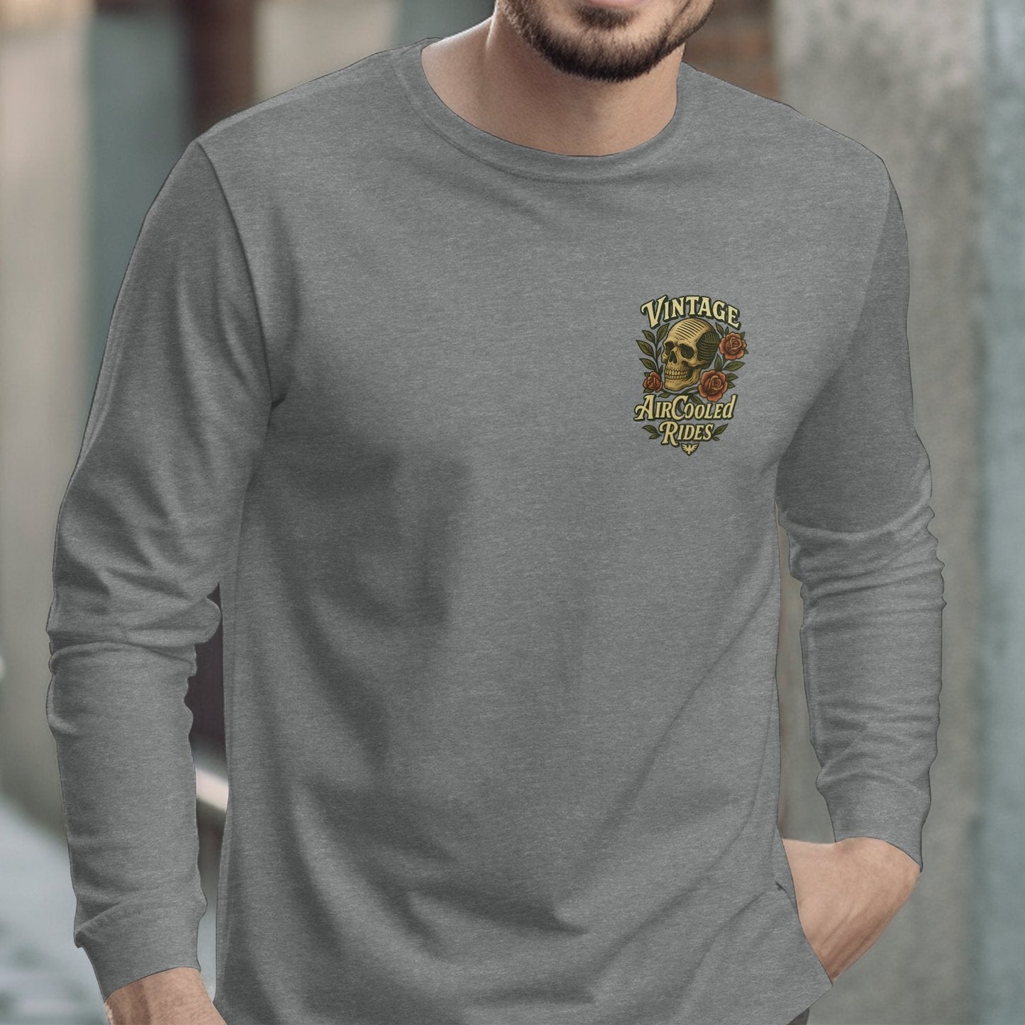 Vintage Air Cooled Rust Skull Graphic Long Sleeve Shirt product type