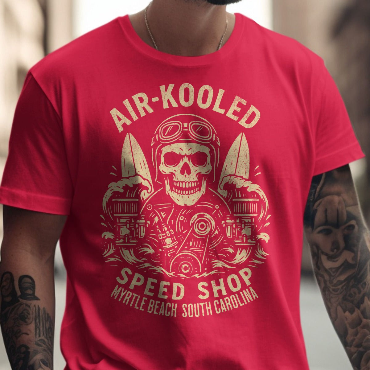 Air-Kooled Speed Shop Skull Graphic T-Shirt product