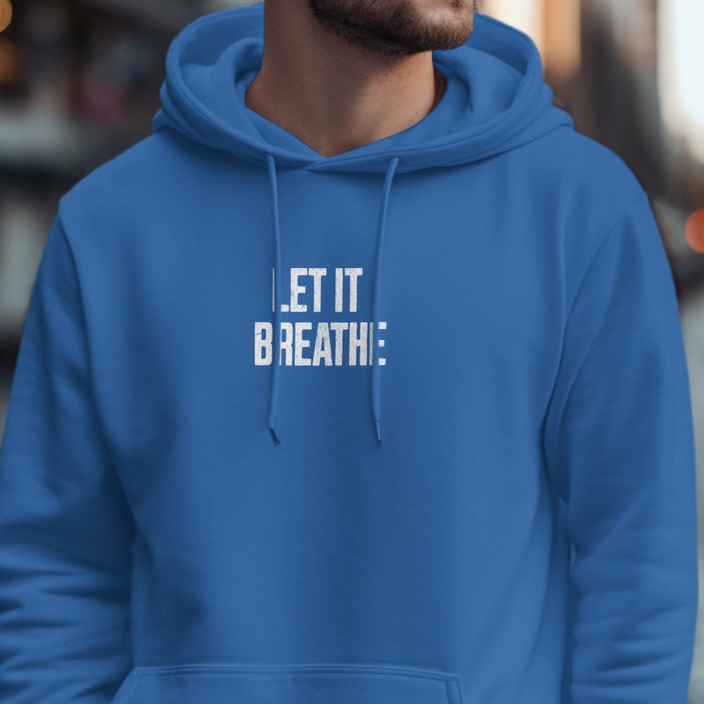 Let it Breathe Statement Blue Hooded Sweatshirt product type