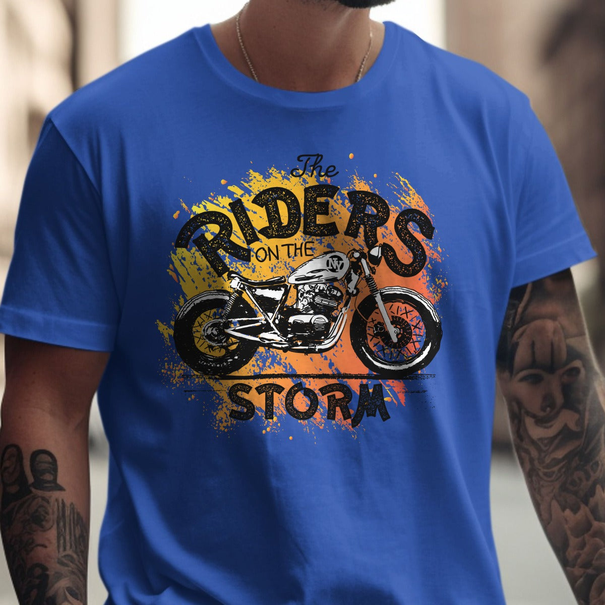 Riders on the Storm Motorcycle Graphic T-Shirt product type