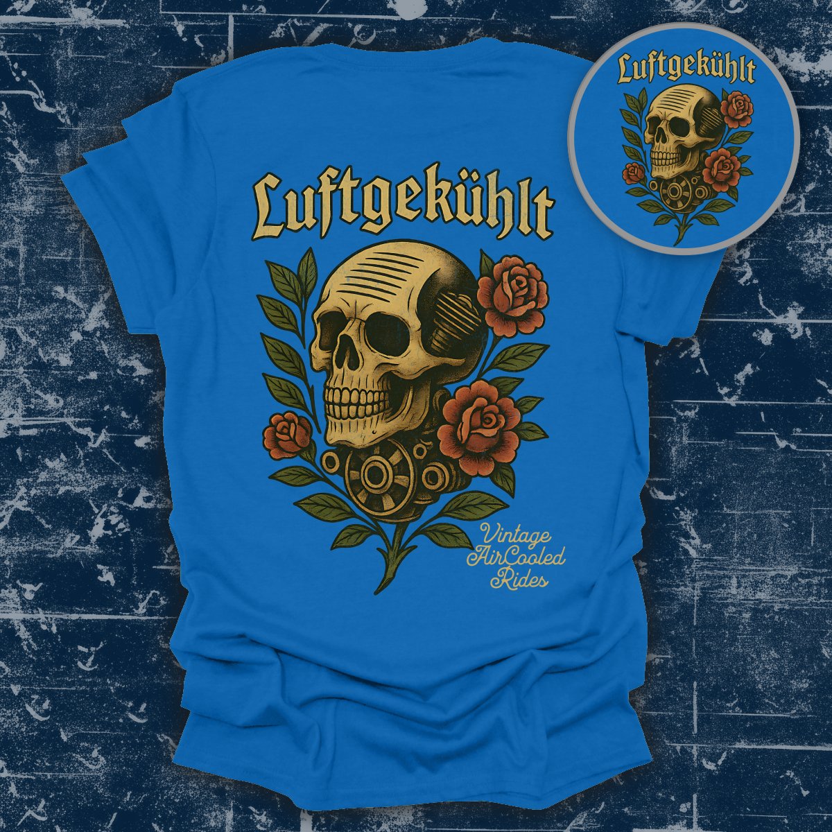 Luftgekühlt Skull and Roses Art Design T-Shirt Product