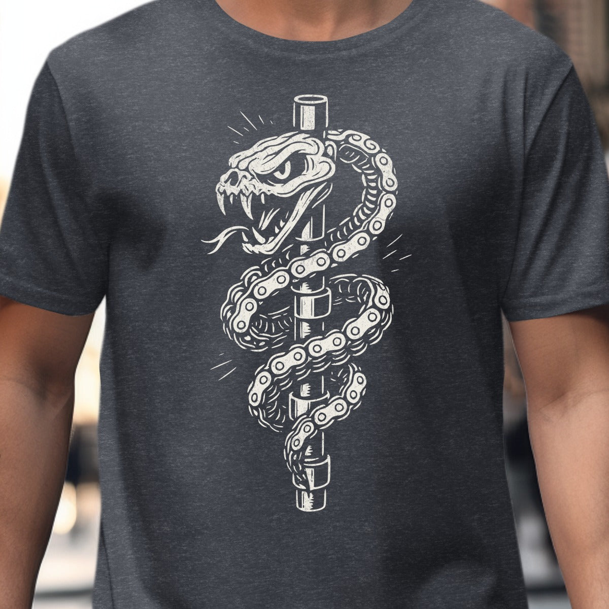 Snake and Chain Design Dark Gray T-shirt product type
