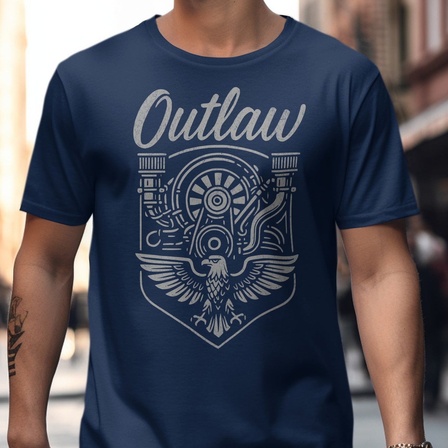 Outlaw Engine Detailed Graphic Men's T-Shirt Product