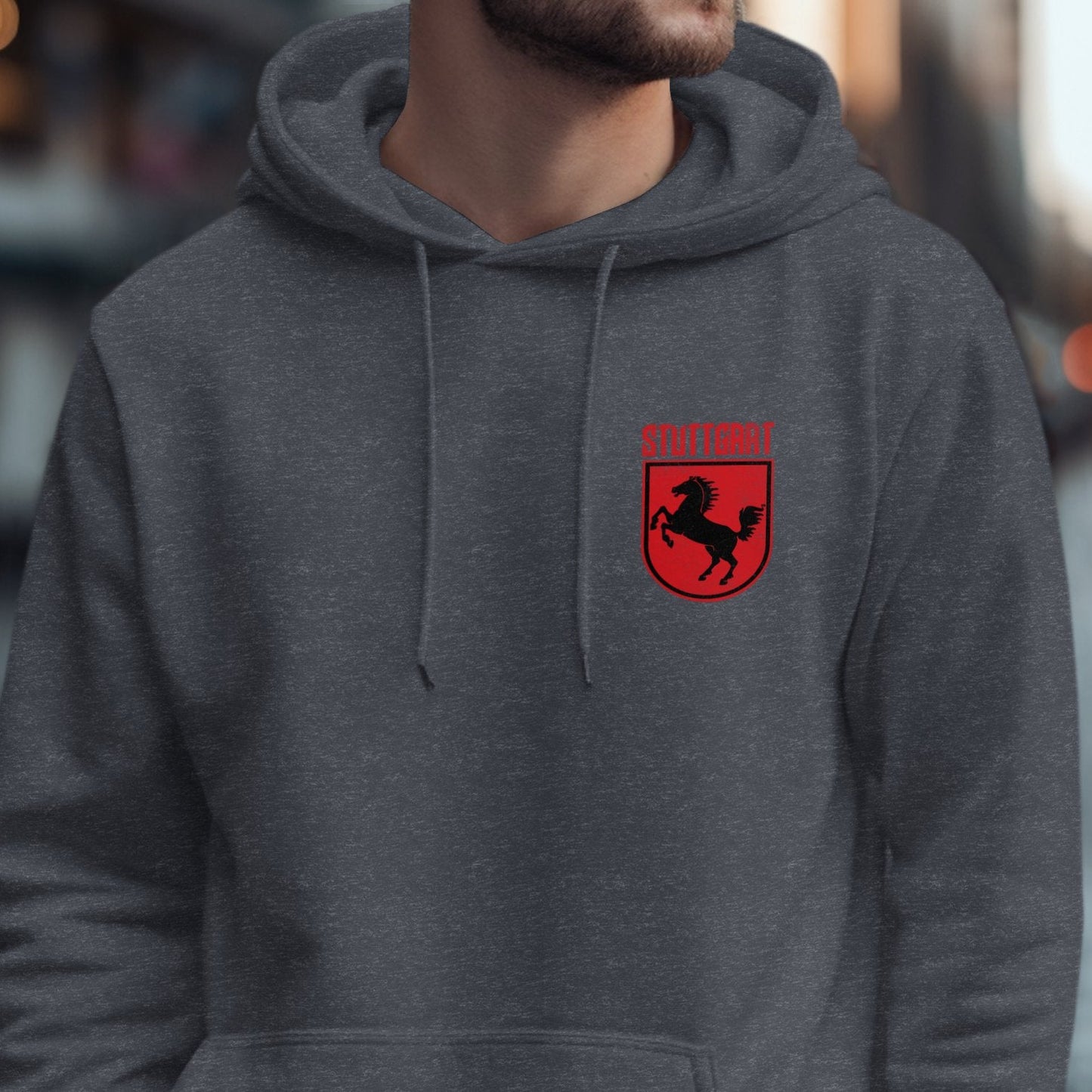 Stylish Embroidered Horse Shield Grey Hoodie product