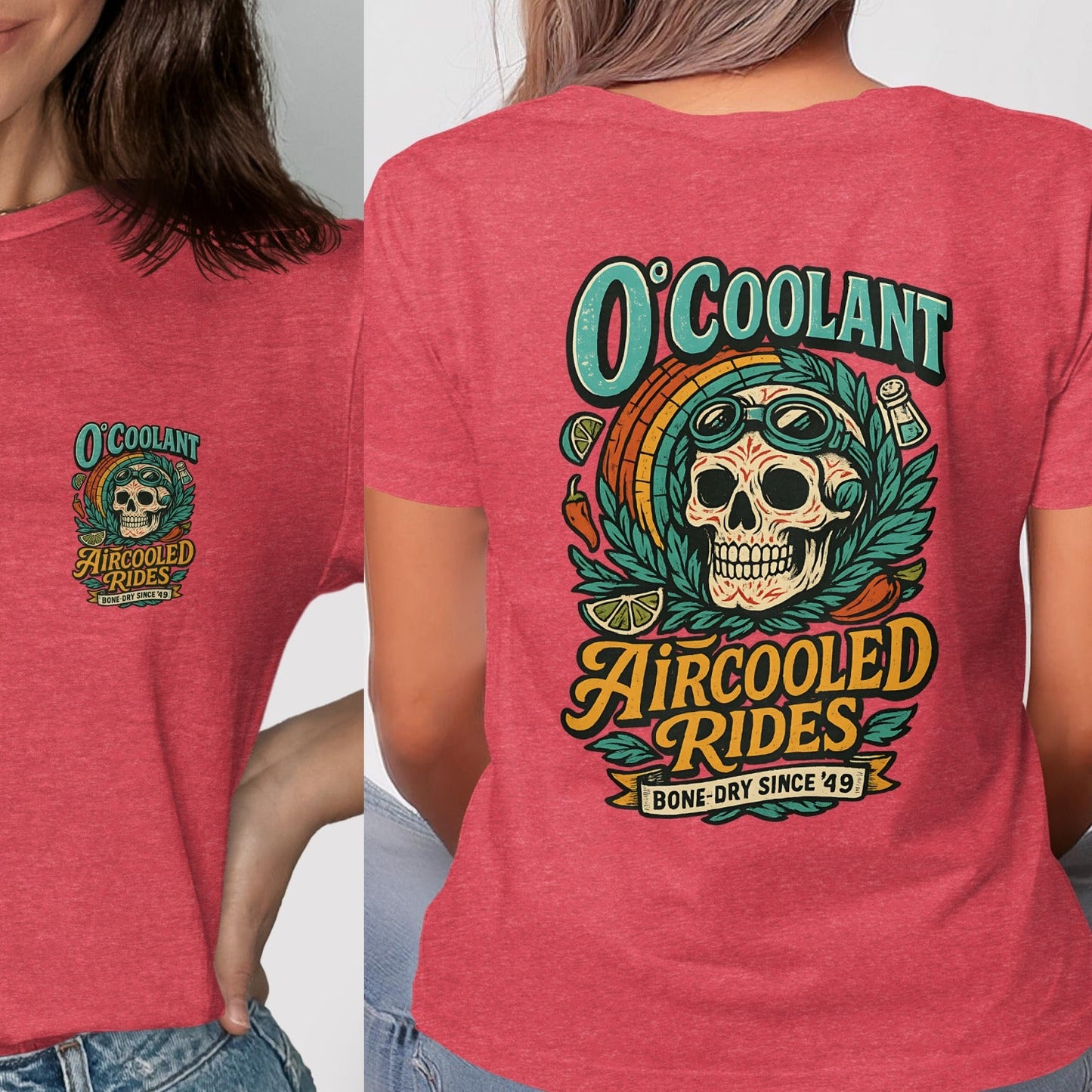 O' Coolant Aircooled Rides Skull Red Graphic Tee product