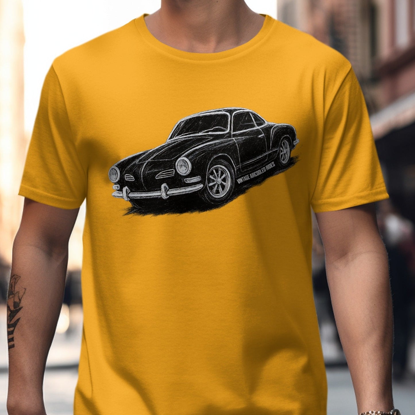 Classic Vintage Car Graphic Yellow T-shirt product
