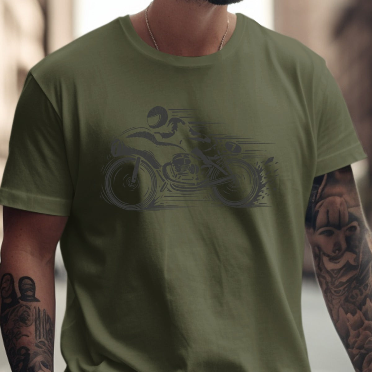 Rider on a Vintage Motorcycle Graphic Tee product type