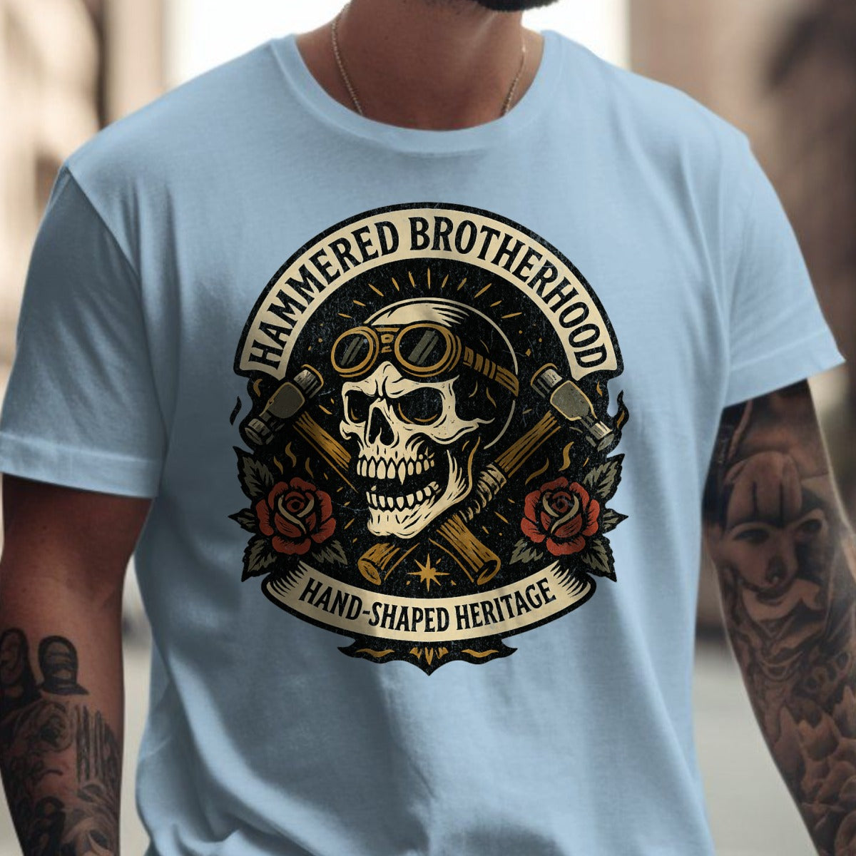 Hammered Brotherhood Skull Graphic T-shirt product