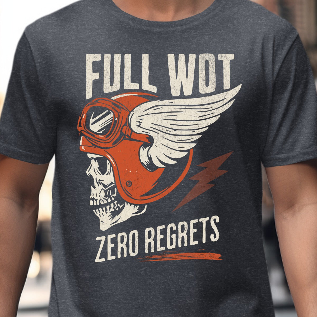 Full WOT Zero Regrets Skull Graphic T-shirt product