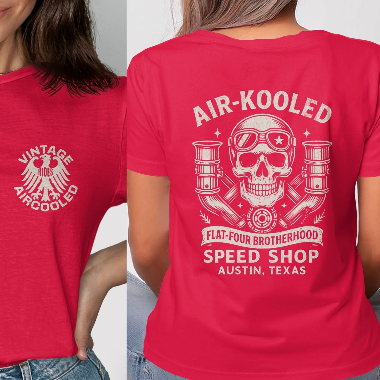 Vintage Aircooled Speed Shop Red Graphic Tee Shirt product type
