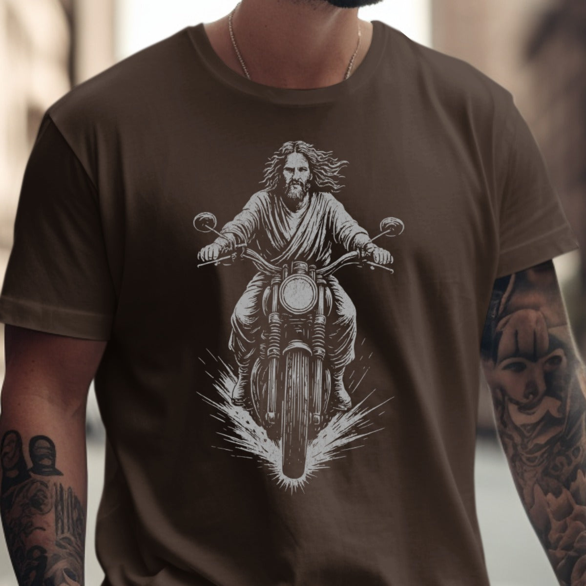 Jesus Riding Motorcycle Graphic T-Shirt product