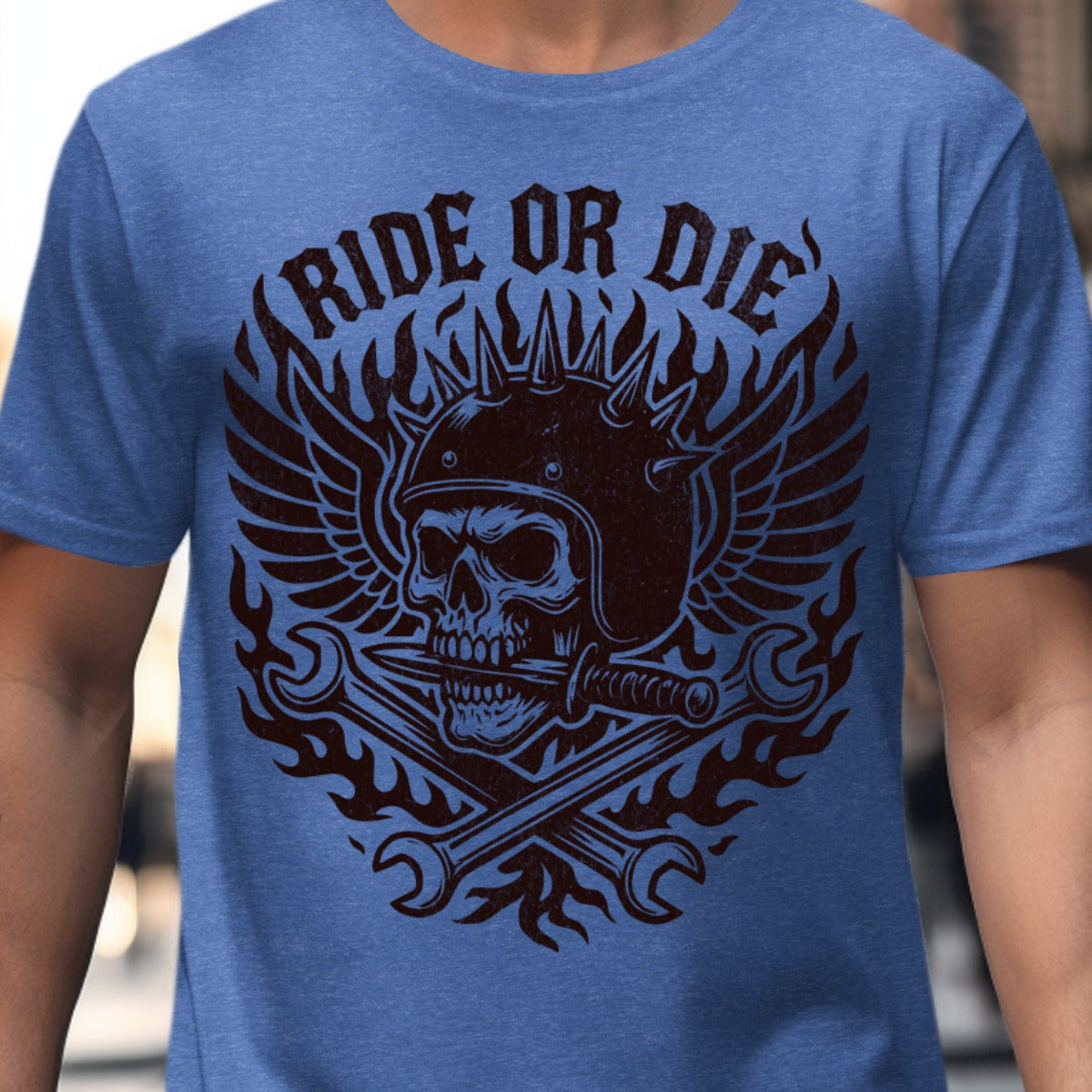 Ride or Die Skull with Wings Graphic T-Shirt product type