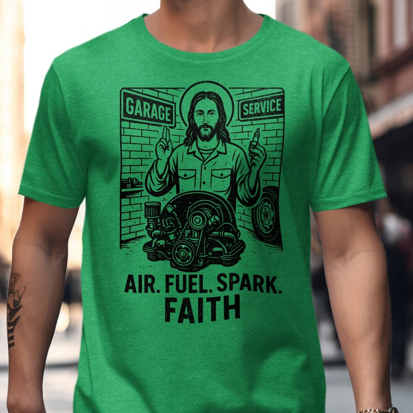 Air Fuel Spark Faith Garage Service Tshirt product type