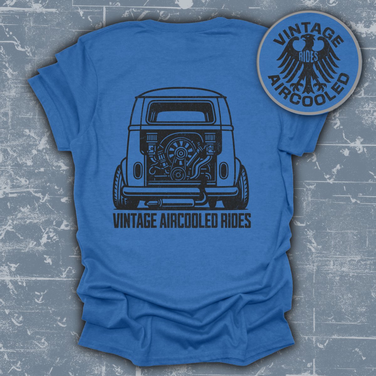 Vintage Aircooled Rides Blue Graphic Tee product