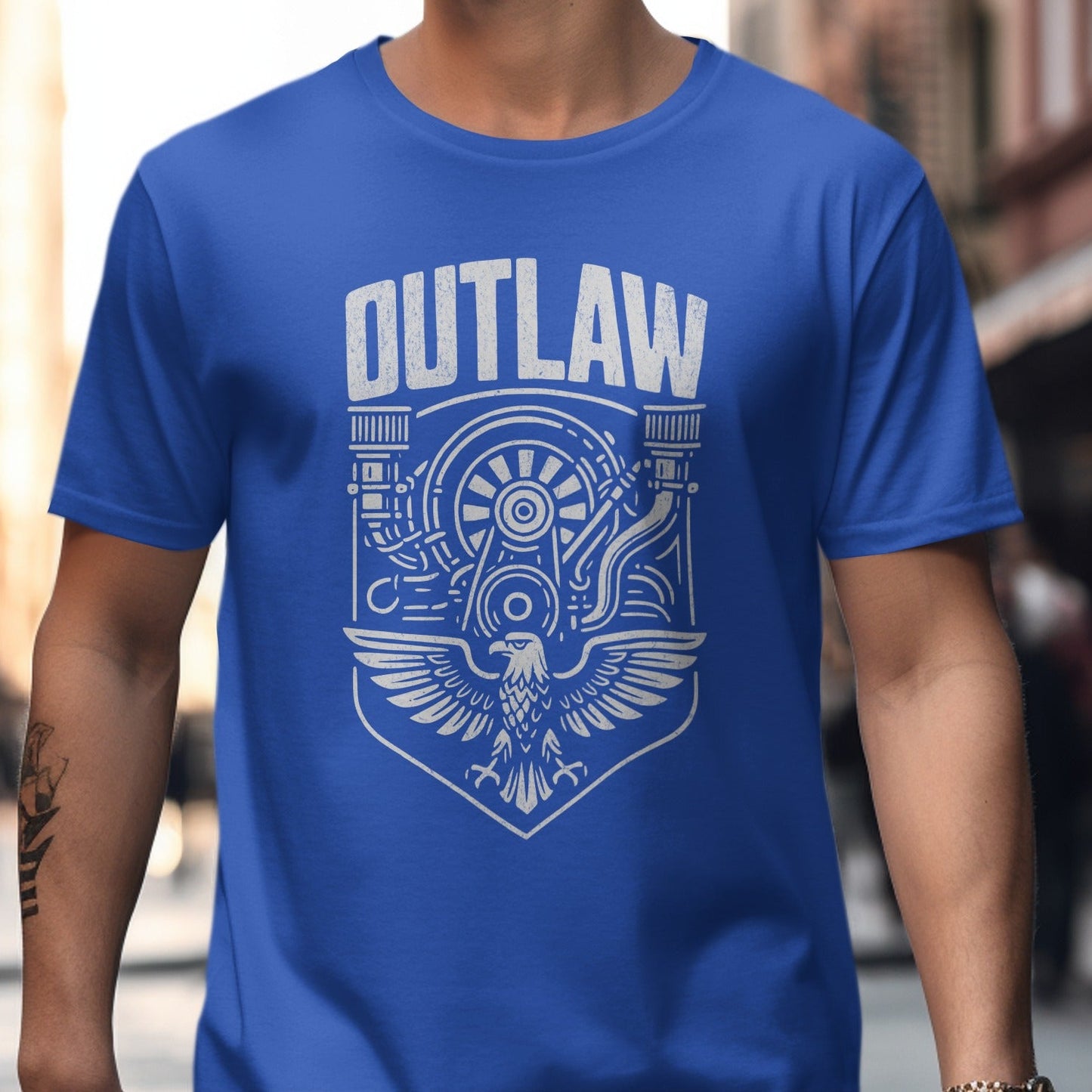 Outlaw Graphic Design Blue Casual Wear T-shirt product