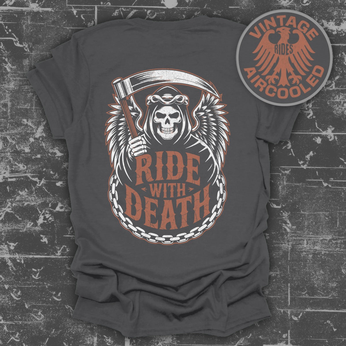 Ride With Death Graphic T-Shirt Design product type