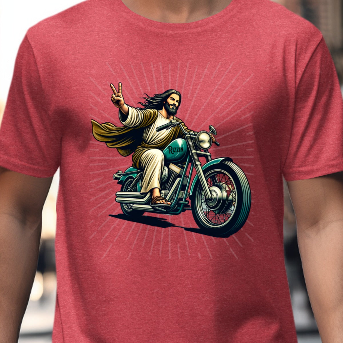 Jesus on Motorcycle Graphic T-shirt product type