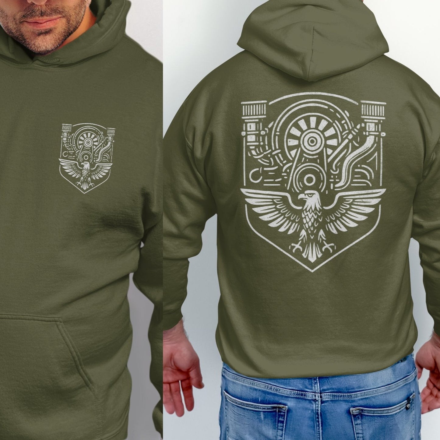 Intricate Mechanical Design Graphic Hooded product