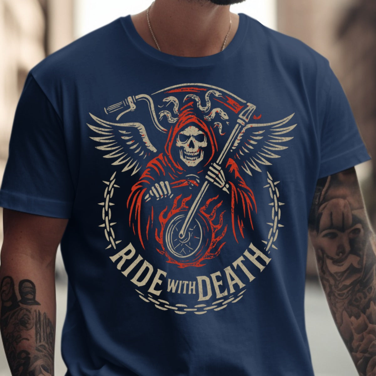 Ride with Death Graphic Design T-Shirt product type