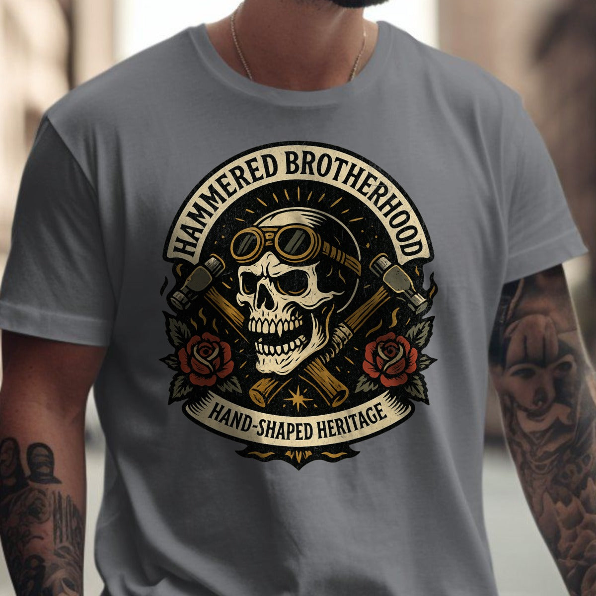 Hammered Brotherhood Skull Graphic T-Shirt product
