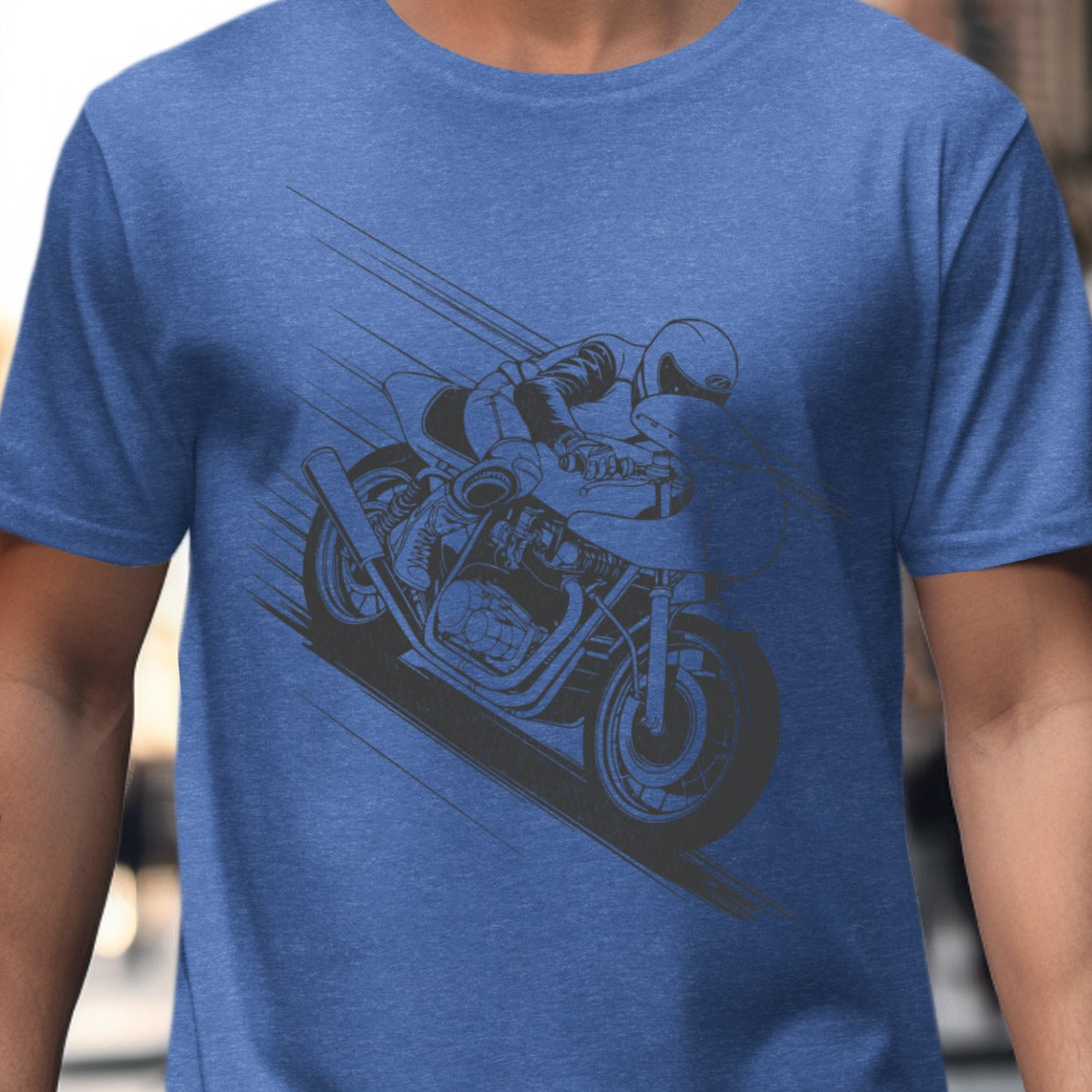 Blue Graphic Racing Motorcycle Design T-Shirt product