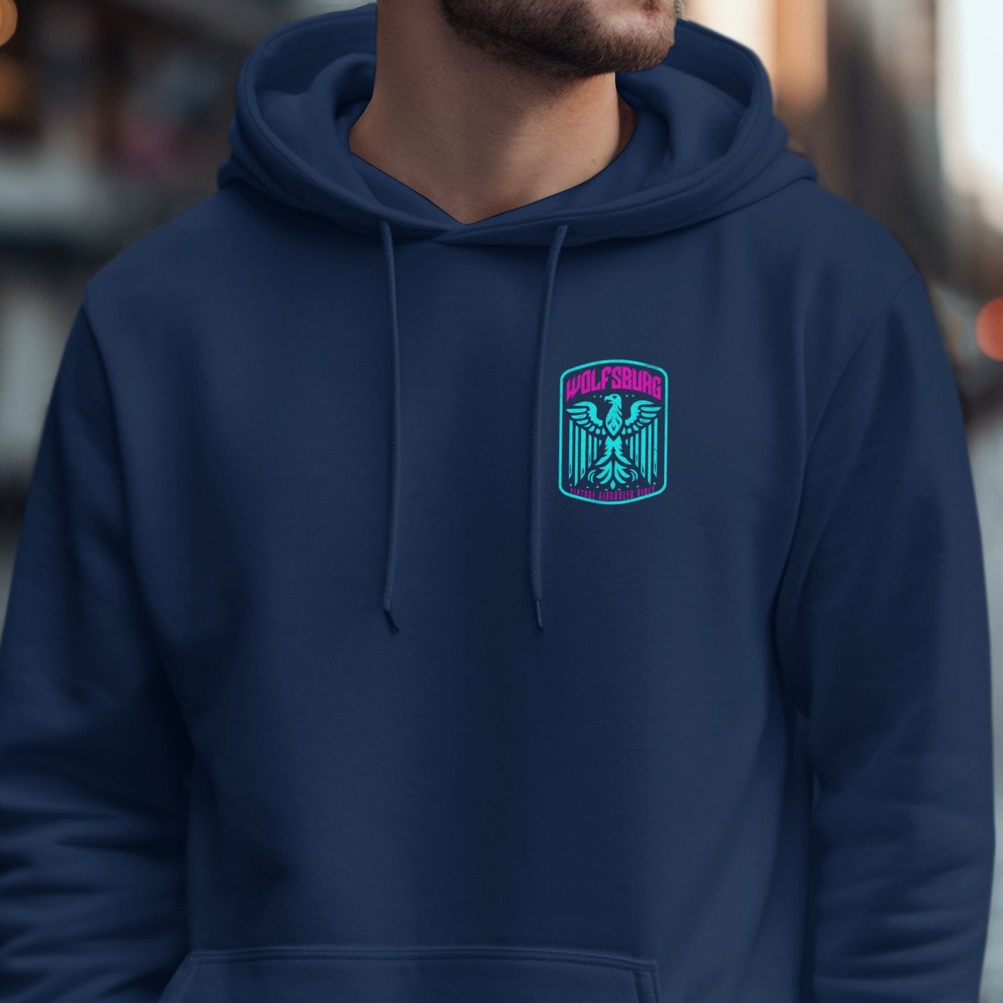 Stylish Blue Hoodie with Unique Embroidered Design product