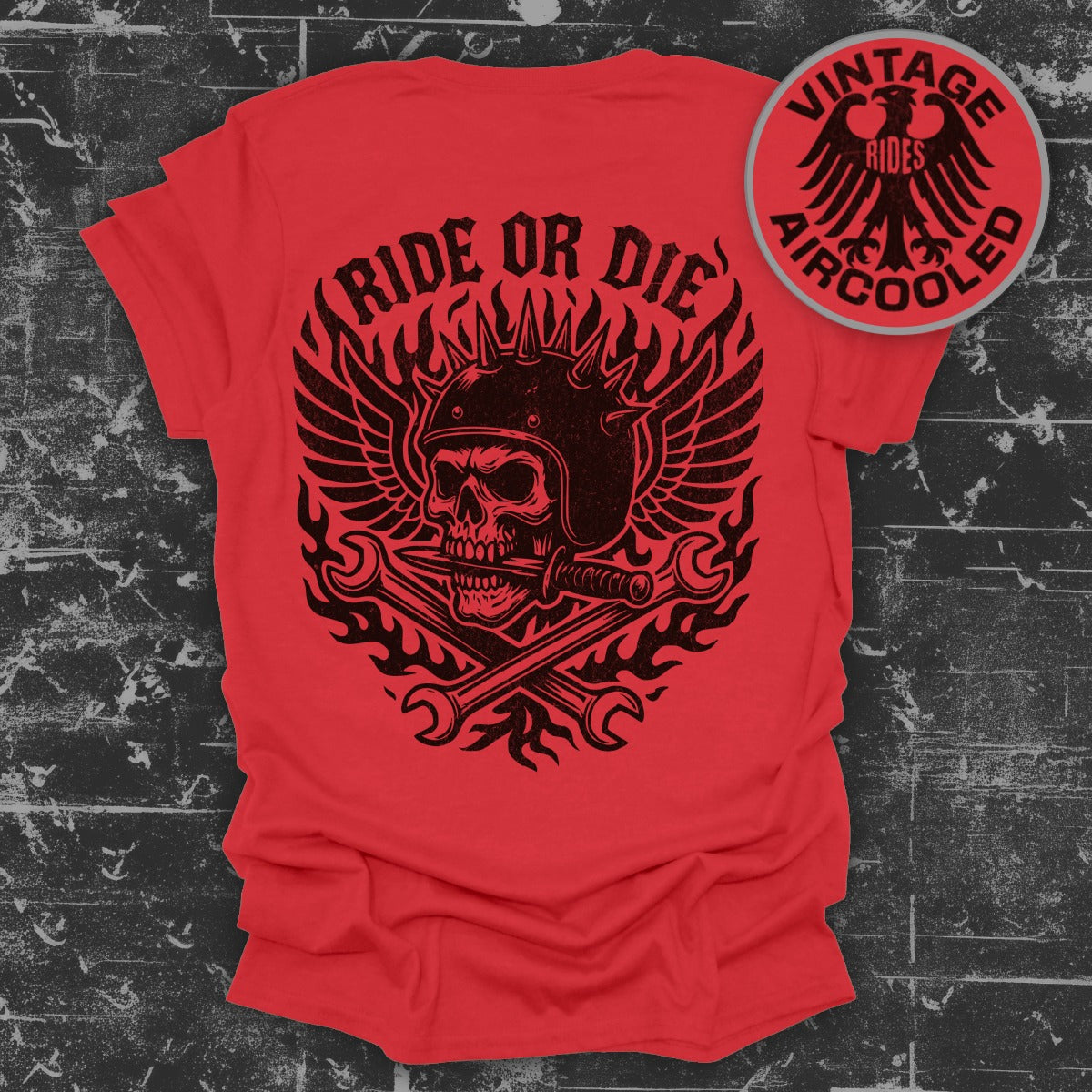 Ride or Die Skull and Wrench Themed Shirt Product Type