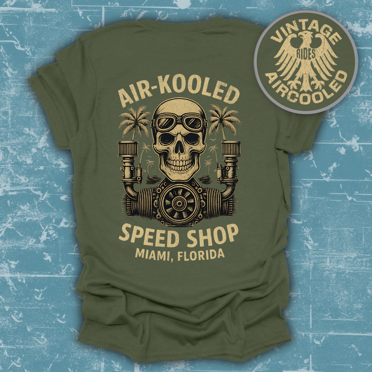 Air-Kooled Speed Shop Skull Graphic T-Shirt product type