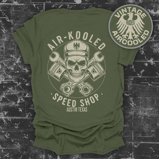 Air-Kooled Speed Shop Austin Texas graphic t-shirt product type
