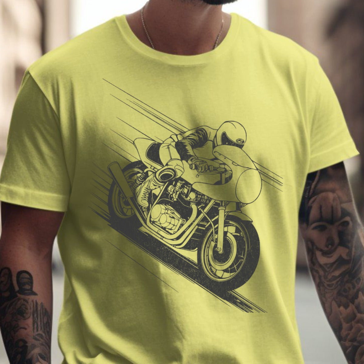 Speeding Motorcyclist Graphic Tee Shirt product type