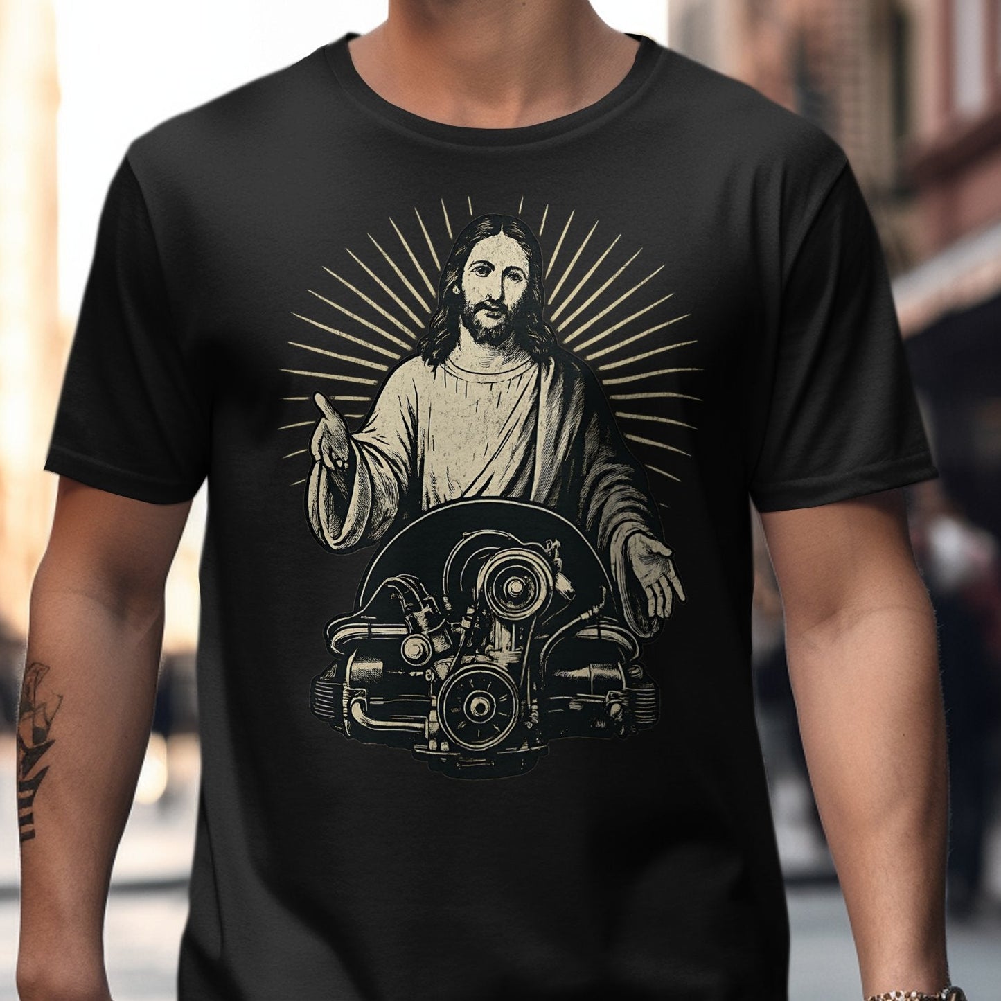 Jesus with Halo Art and Engine Design T-shirt product type