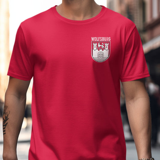 Vibrant Red T-shirt with Bold Wolfsburg Crest product type