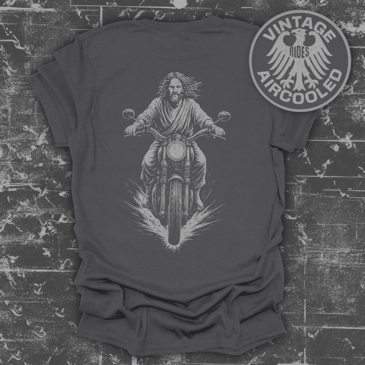 Jesus Riding Classic Vintage Aircooled Motorcycle T-Shirt product