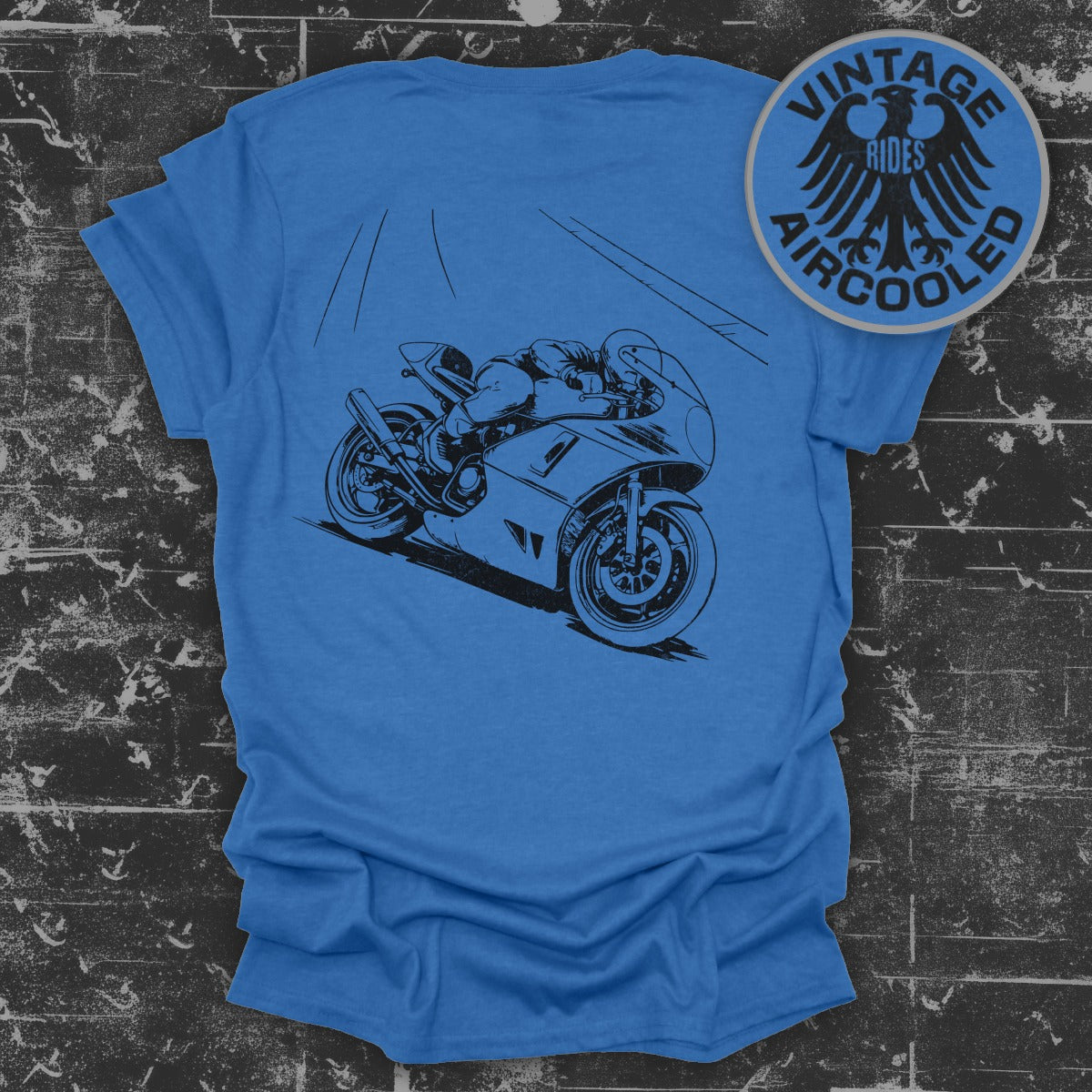 Vintage Rides Aircooled Motorcycle Print T-shirt product type