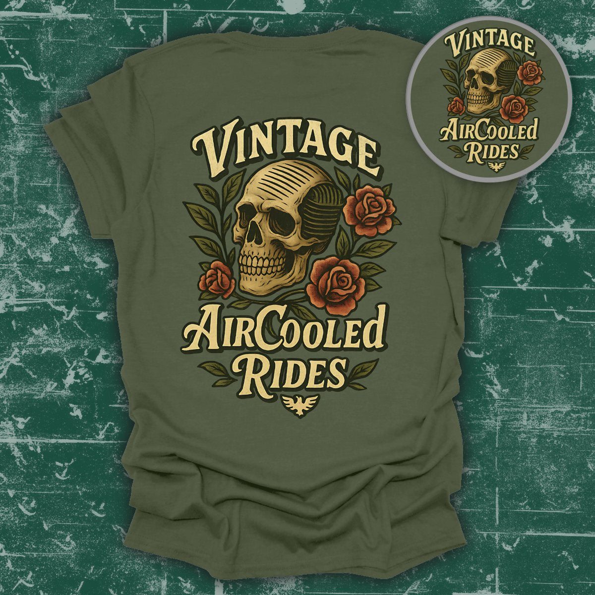 Vintage AirCooled Rides Skull Graphic Tee product