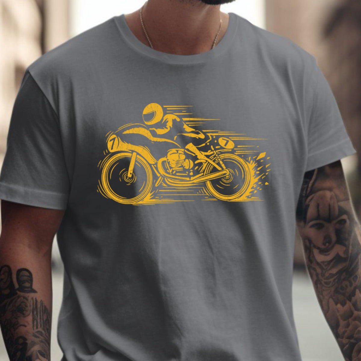 Vibrant Motorcyclist Graphic Printed T-shirt product