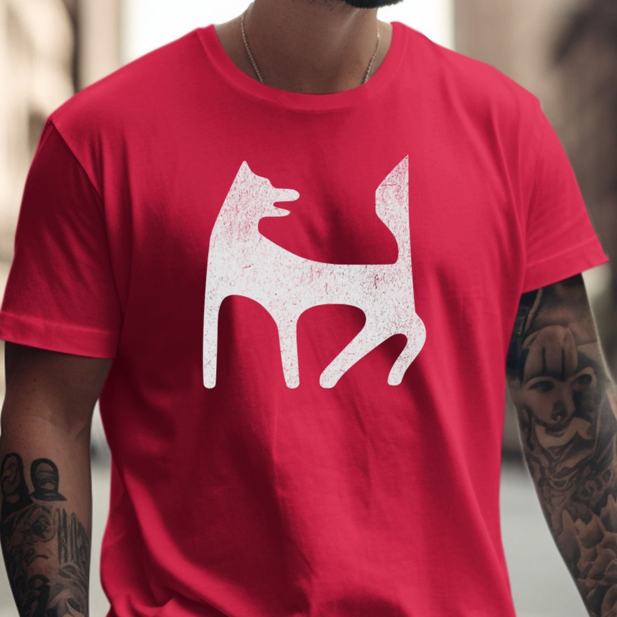 Bold Red Shirt Featuring Minimalist Fox Design product type