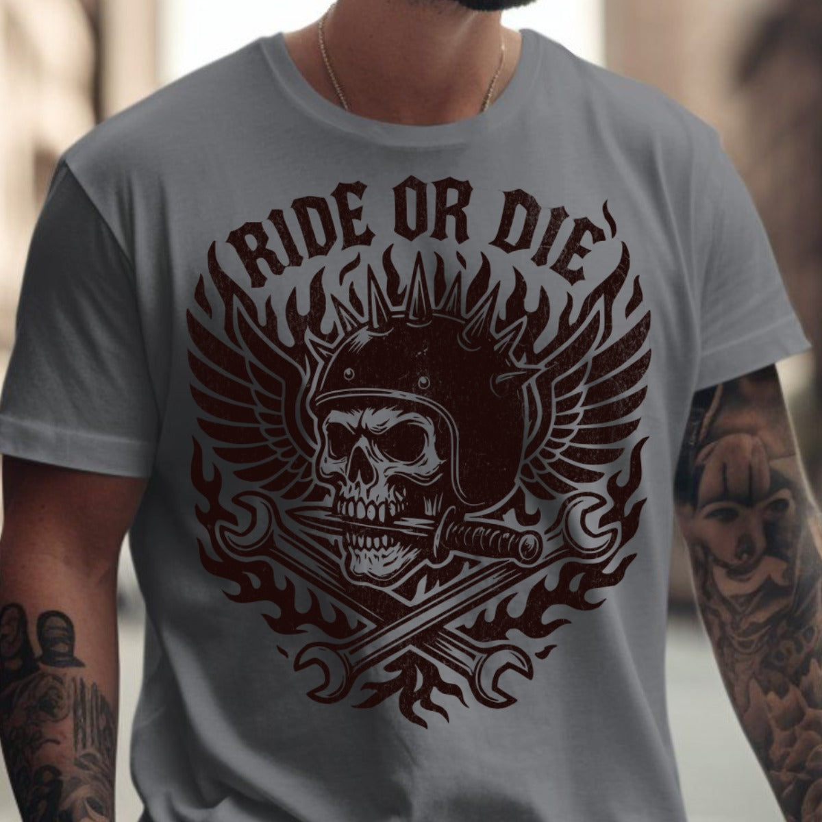 Ride Or Die Skull with Wings Graphic T-Shirt product type