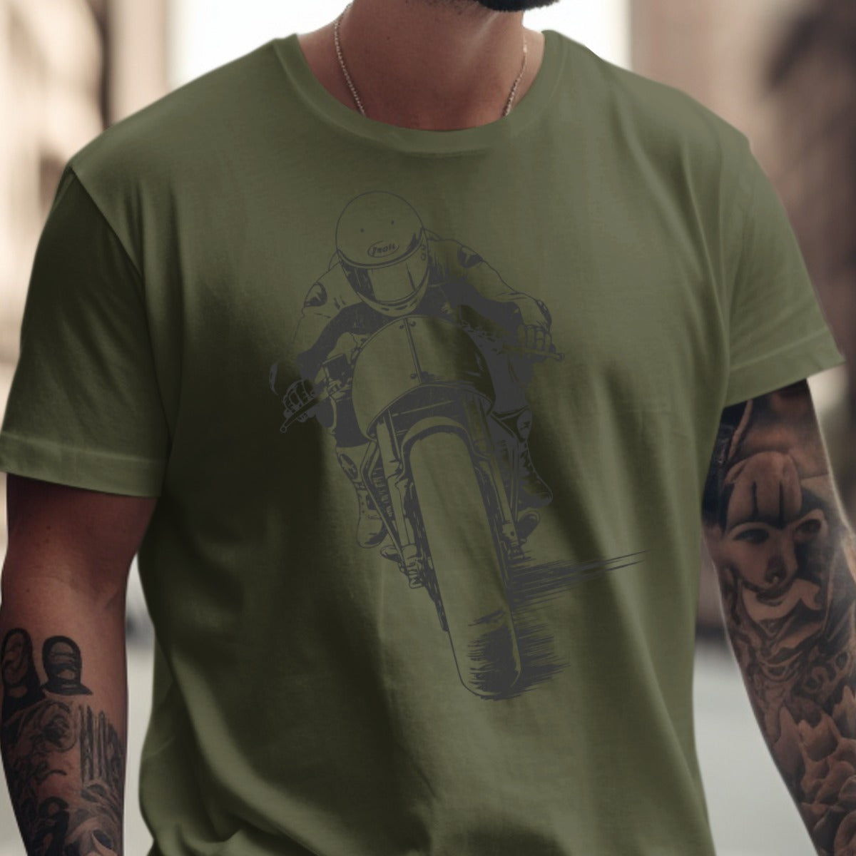Racing Motorbike Rider Printed T-shirt product type