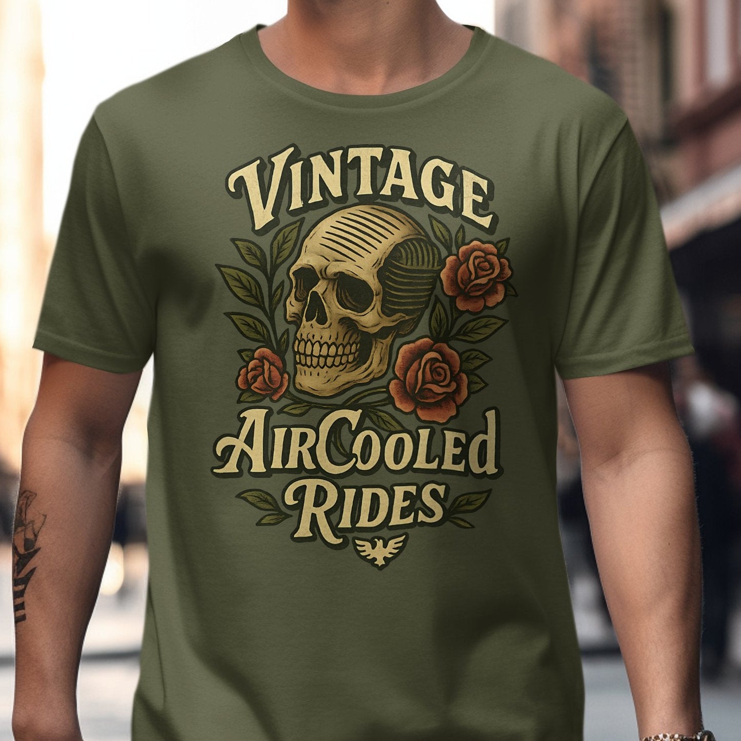 Vintage AirCooled Rides Skull Floral T-Shirt product type