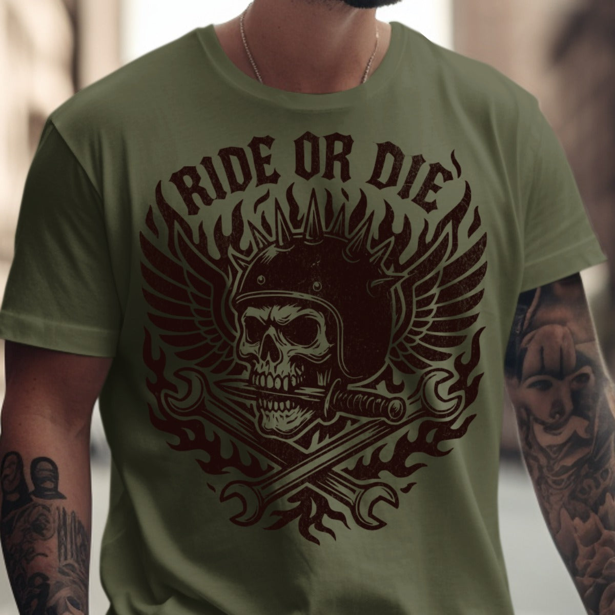 Ride Or Die Skull Helmet Wings Graphic Tee product