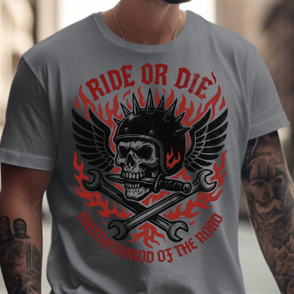 Ride or Die Brotherhood of the Road Skull Shirt