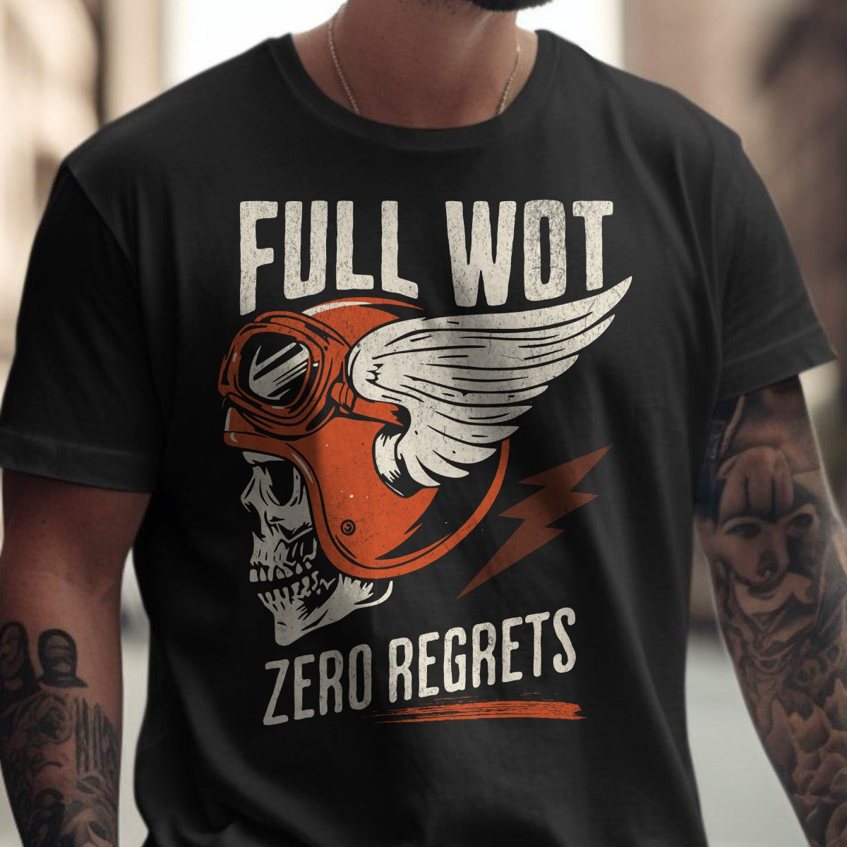 Full Wot Zero Regrets Skull Helmet T-Shirt product